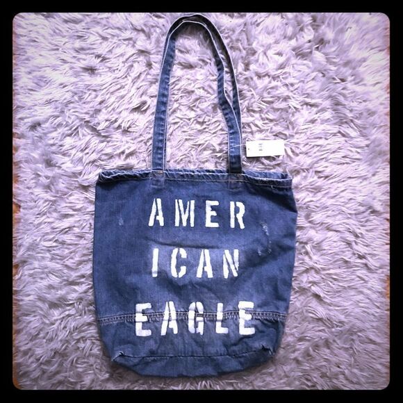 American Eagle denim shoulder bag distressed NWT - Picture 1 of 6